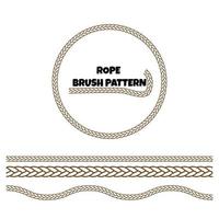 Rope brushes set. Rope frame design elements. Seamless marine rope texture for decoration vector