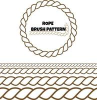 Rope brushes set. Rope frame design elements. Seamless marine rope texture for decoration vector