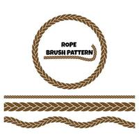 Rope brushes set. Rope frame design elements. Seamless marine rope texture for decoration vector