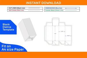 Capsules bottle box dieline template and 3d box design Blank dieline template vector