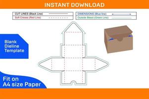 Cake box or gift box packaging dieline template and 3D render file Blank dieline template vector