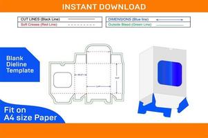 mascota trata caja embalaje dieline modelo y 3d vector archivo color cambiable y editable blanco dieline modelo