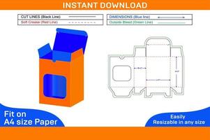 Pet treats box packaging dieline template and 3d vector file color changeable and editable Box dieline and 3D box