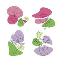 Set of flowers in one line vector