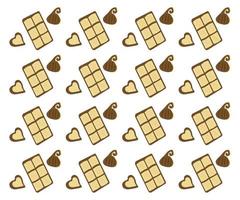 Pattern of chocolate bar, chocolate heart and cake vector