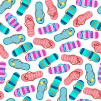 Seamless pattern of colorful flip flops set isolated on white background - Vector illustration