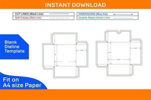 Business card lid box dieline template and 3d box color changable and editable Blank dieline template vector