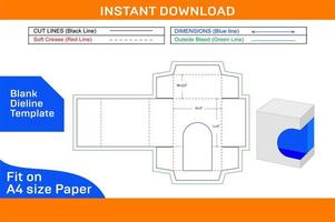 Soap packaging box with window dieline template, 3D box color changeable and editable Blank dieline template vector