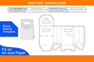 D cut handle shopping bag dieline template and 3D vector file Blank dieline template