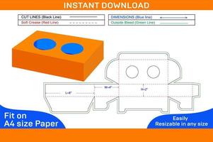 Chocolate gift box packaging dieline template and 3D render file Box dieline and 3D box vector