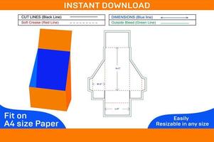 cara máscara caja dieline modelo y 3d caja color cambiable con editable caja dieline vector