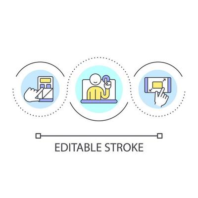 Invisible user interface loop concept icon. App interactions. Web usability. Ux design principle abstract idea thin line illustration. Isolated outline drawing. Editable stroke