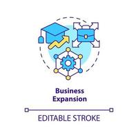 Business expansion concept icon. Development. Industry specific education abstract idea thin line illustration. Isolated outline drawing. Editable stroke vector