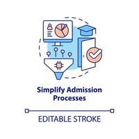 Simplify admission processes concept icon. Benefit of industry specific ERP abstract idea thin line illustration. Isolated outline drawing. Editable stroke vector