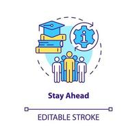 Stay ahead concept icon. Update skills. Industry specific education abstract idea thin line illustration. Isolated outline drawing. Editable stroke vector