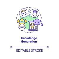 Knowledge generation concept icon. Studying process. Advantage of formal education abstract idea thin line illustration. Isolated outline drawing. Editable stroke vector