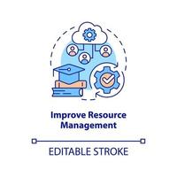 Improve resource management concept icon. Benefit of industry specific ERP abstract idea thin line illustration. Isolated outline drawing. Editable stroke vector
