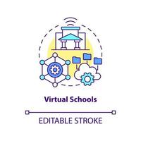 Virtual schools concept icon. Web environment. Educational service provide abstract idea thin line illustration. Isolated outline drawing. Editable stroke vector