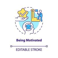 Being motivated concept icon. Reaching success. Industry specific education abstract idea thin line illustration. Isolated outline drawing. Editable stroke vector