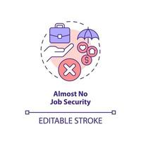 Almost no job security concept icon. Online streaming. Being live streamer drawbacks abstract idea thin line illustration. Isolated outline drawing. Editable stroke vector