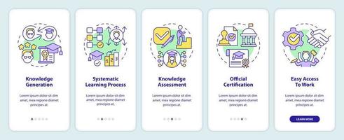 Advantages of formal education onboarding mobile app screen. Learning walkthrough 5 steps editable graphic instructions with linear concepts. UI, UX, GUI template vector