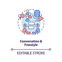 Conversation and freestyle concept icon. Live streaming. Popular podcast types abstract idea thin line illustration. Isolated outline drawing. Editable stroke vector