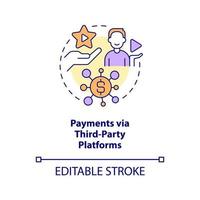 Payments via third party platforms concept icon. Making money with live streaming abstract idea thin line illustration. Isolated outline drawing. Editable stroke vector