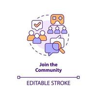 Join community concept icon. Live streaming. Online streamer. Getting into esports abstract idea thin line illustration. Isolated outline drawing. Editable stroke vector