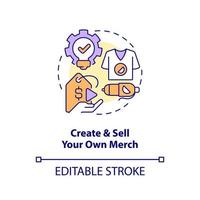 Create and sell merch concept icon. Online streamer. Making money with live streaming abstract idea thin line illustration. Isolated outline drawing. Editable stroke vector
