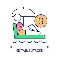 Paid leave RGB color icon. Annual vacation. Holiday entitlement. Employee time off. Passive income. Isolated vector illustration. Simple filled line drawing. Editable stroke