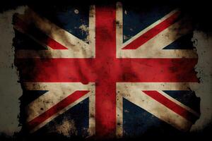 Grunge old Great Britain flag , United Kingdom. Generative AI photo