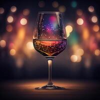 Sparkling wine in a glass on the bokeh background. photo