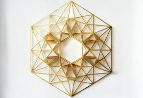 Golden hexagon geometric abstract background. photo