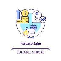 Increase sales concept icon. Ambient scent marketing advantage abstract idea thin line illustration. Business plan. Isolated outline drawing. Editable stroke vector