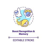 Boost recognition and memory concept icon. Ambient scent benefit abstract idea thin line illustration. Unforgettable brand. Isolated outline drawing. Editable stroke vector