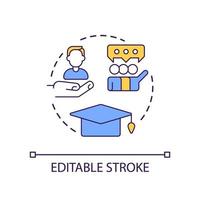 Personalized educational approach concept icon. Individual learning experience abstract idea thin line illustration. Student opportunity. Isolated outline drawing. Editable stroke vector