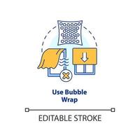 Use bubble wrap concept icon. Window insulation. Draughts proof. Keep heat in house abstract idea thin line illustration. Isolated outline drawing. Editable stroke vector