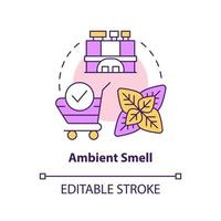 Ambient smell concept icon. Olfactory branding type abstract idea thin line illustration. Cover up bad odor in store. Isolated outline drawing. Editable stroke vector