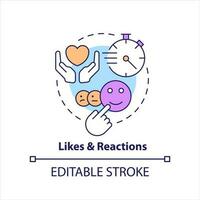 Likes and reaction concept icon. Social media interaction. Quick expression abstract idea thin line illustration. Isolated outline drawing. Editable stroke vector