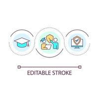 Cybersecurity education loop concept icon. Develop digital risk awareness. Improve safeguarding abstract idea thin line illustration. Isolated outline drawing. Editable stroke vector