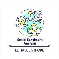 Social sentiment analysis concept icon. Behavioral research. Psychological marketing abstract idea thin line illustration. Isolated outline drawing. Editable stroke vector