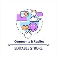 Comments and replies concept icon. Social media activity. Audience interaction abstract idea thin line illustration. Isolated outline drawing. Editable stroke vector