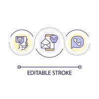 Telephone scam loop concept icon. Smishing attack. Voice fraud. Confidence trick. Steal personal data abstract idea thin line illustration. Isolated outline drawing. Editable stroke vector