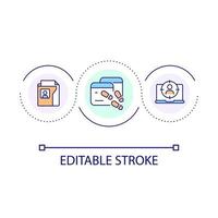 Internet stalking loop concept icon. Monitoring personal information. Online presence footprint abstract idea thin line illustration. Isolated outline drawing. Editable stroke vector