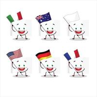 Drawing book cartoon character bring the flags of various countries vector