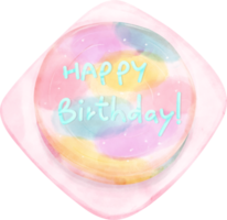 Cute colorful watercolor birthday cake hand painting png