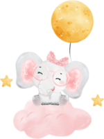 mignonne adorable rose bébé fille l'éléphant animal aquarelle dessin animé illustration png