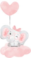 carino adorabile rosa bambino ragazza elefante animale acquerello cartone animato illustrazione png