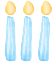 Cute blue watercolor birthday candles hand painting png