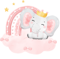 carino adorabile rosa bambino ragazza elefante animale acquerello cartone animato illustrazione png